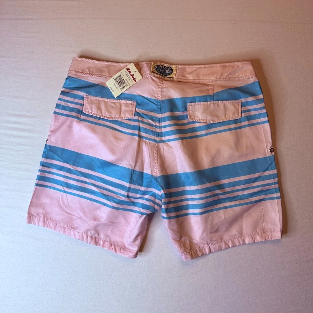Mr Swim Trunks‎ Mens 36 Fuschia Blue White Swimwear Boardshorts NEW With Tags